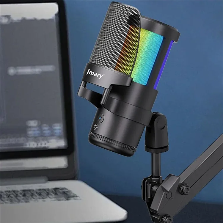 Bilişim Burada JMARY MC-PW13 Sıfır Gecikme Mikrafon RGB Işık Plug and Play Masaüstü Yayıncı Oyuncu Mikrofonu